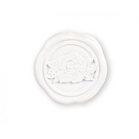 CERALACCA BIANCA CON ROSA ADESIVA Ø3,5cm 12pz