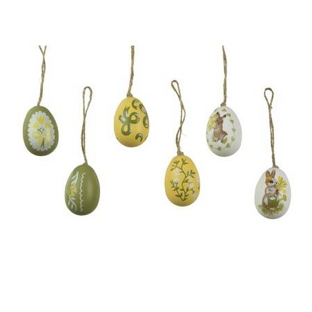 UOVA DA APPENDERE 3,5x5cm CON DECORAZIONI PASQUALI 8pz
