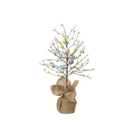 ALBERO CON UOVA PASQUALI E BASE JUTA H.58cm