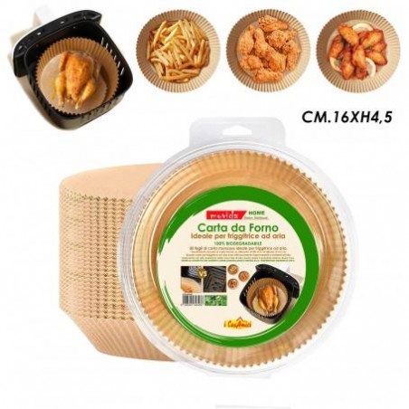 STAMPI CARTA FORNO PER FRIGGITRICE AD ARIA ø16cm 50pz