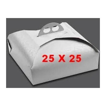 SCATOLA PORTA TORTA QUADRATA MIS.25x25x7 BIANCO RAMAGE