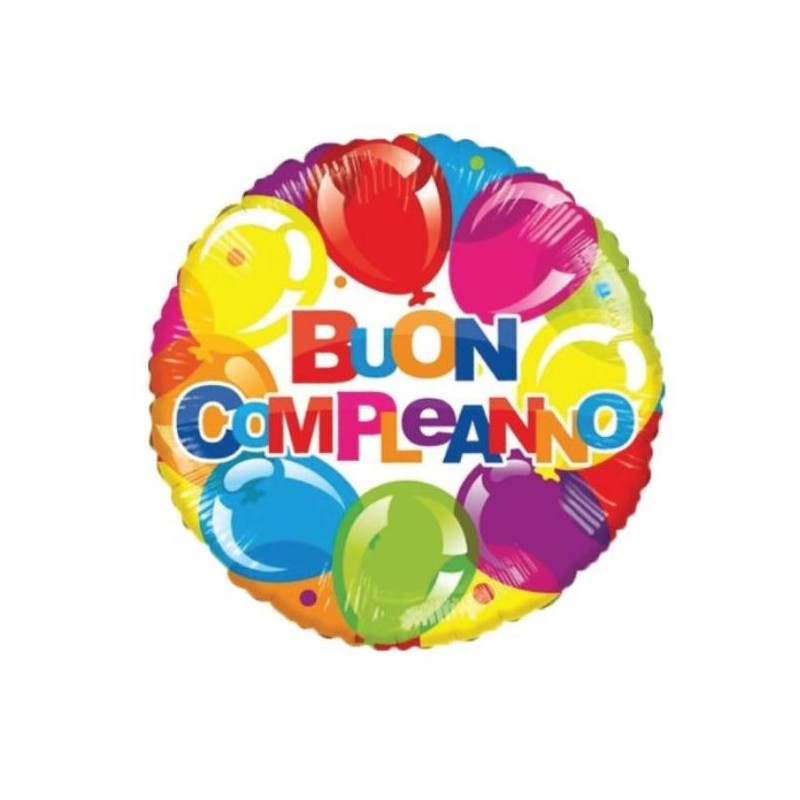 PALLONE MYLAR BUON COMPLEANNO BALLOON TONDO 18 45cm