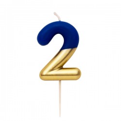 CANDELINA NUMERO 2 BLU/ORO 10,5cm