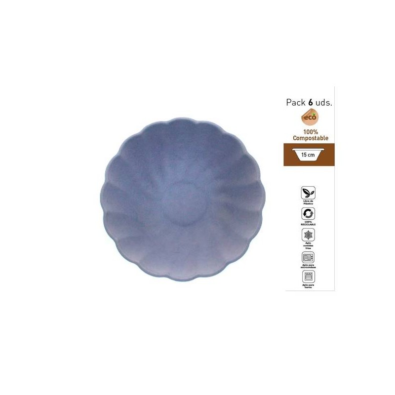 PIATTI FONDI CONCHIGLIA COMPOSTABILI TONDI ø15cm LILLA 6pz
