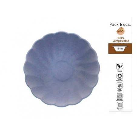 PIATTI FONDI CONCHIGLIA COMPOSTABILI TONDI ø15cm LILLA 6pz