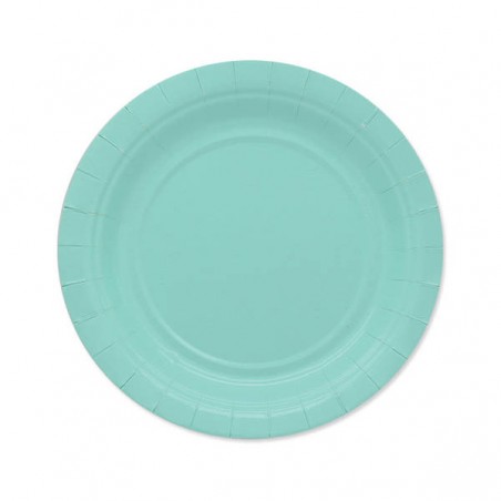 PIATTI DESSERT ECOLOR BIODEGRADABILI 18cm ACQUA MARINA 25pz