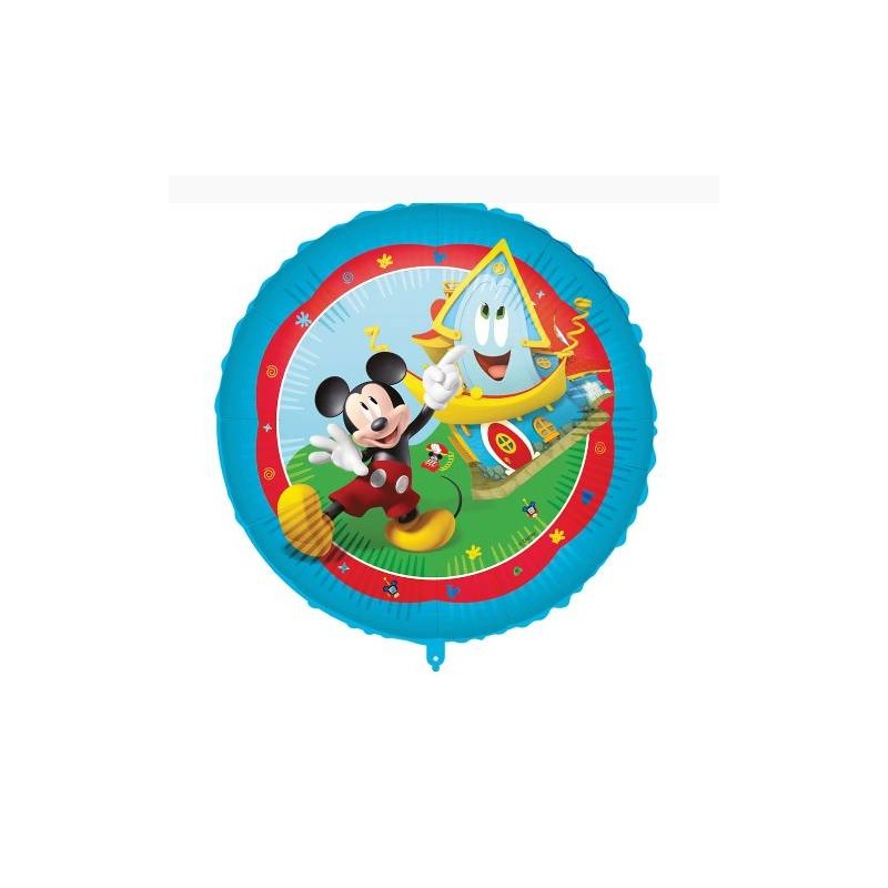 PALLONE MYLAR TOPOLINO ROCK THE HOUSE TONDO 18 43cm C/FILO E PESETTO