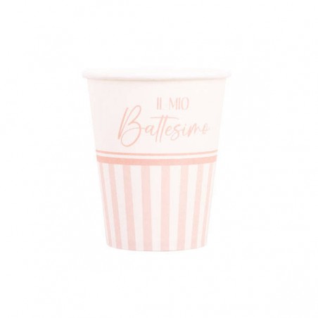 BICCHIERI 250cc IL MIO BATTESIMO ROSA 8pz