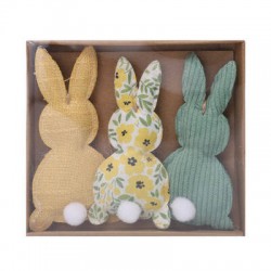 CONIGLIETTI IN TESSUTO DA APPENDERE 15cm ASS.TI 3pz