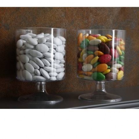 COPPA PLASTICA CILINDRO CON GAMBO TRASPARENTE Ø12,5Xh12cm