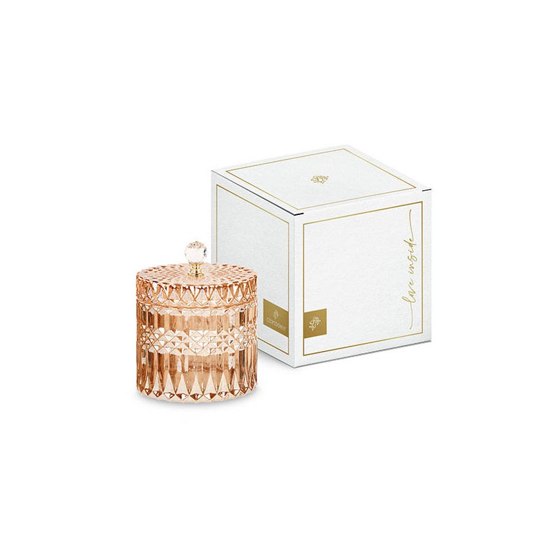 POTICHE VETRO AMBRA C/SCATOLA Ø11x13cm