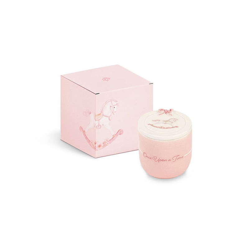 CANDELA CAVALLINO ROSA CON SCATOLA Ø6xH6cm