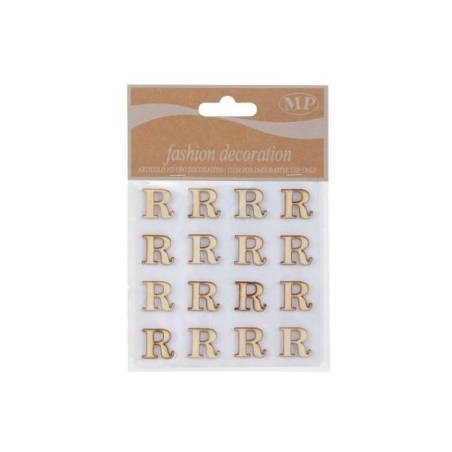 LETTERE 'R' IN LEGNO 10x10cm 16pz