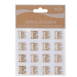 LETTERE 'E' IN LEGNO 10x10cm 16pz