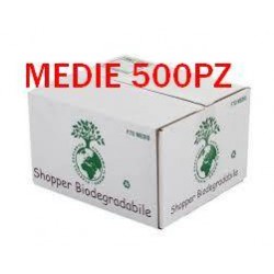 SHOPPER MEDIE BIO COMPOST BIANCHE EN13432 28+7,5+7,5x50cm 500pz 8gr