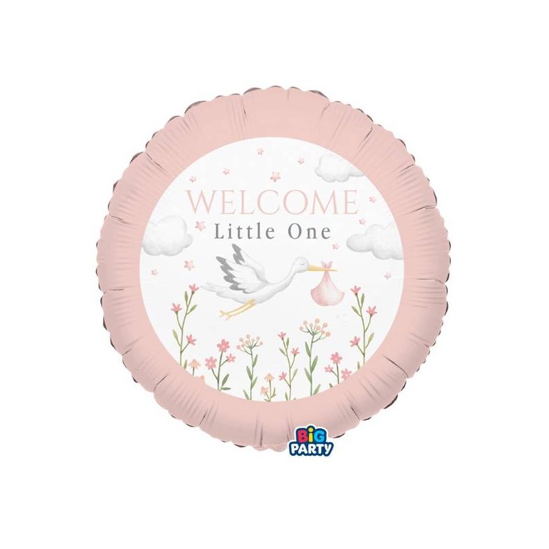 PALLONE MYLAR TONDO 45cm WELCOME LITTLE ONE ROSA