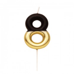 CANDELINA NUMERO 8 NERO/ORO 10,5cm