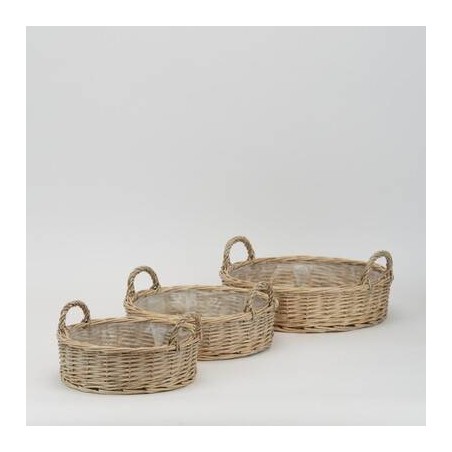 CESTO VIMINI GRIGIO CHIARO TONDO C/MANICI LATERALI ø32x10,5cm 2/3