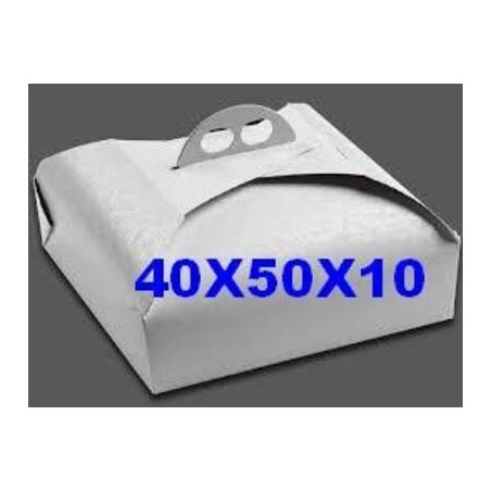 SCATOLA PORTA TORTA RETTANGOLARE 40x50x10 BIANCO RAMAGE