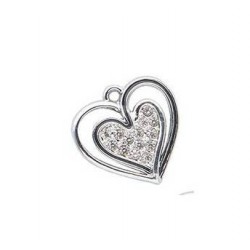 CUORE IN METALLO SILVER C/STRASS 12pz