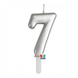 CANDELINA NUMERO 7 TINY PLUMP ARGENTO METAL 7cm