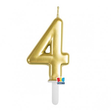 CANDELINA NUMERO 4 TINY PLUMP ORO METAL 7cm