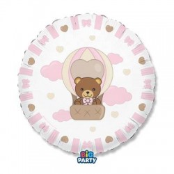 PALLONE MYLAR TONDO 45cm TEDDY FRIENDS BY THUN ROSA