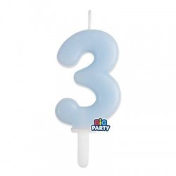 CANDELINA NUMERO 3 TINY PLUMP CELESTE BABY 7cm