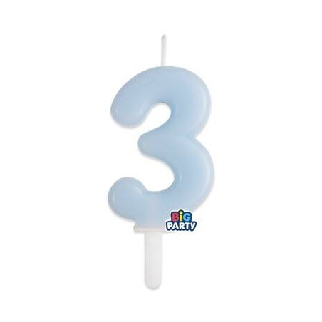 CANDELINA NUMERO 3 TINY PLUMP CELESTE BABY 7cm