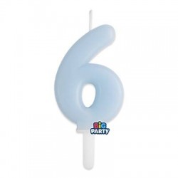 CANDELINA NUMERO 6 TINY PLUMP CELESTE BABY 7cm