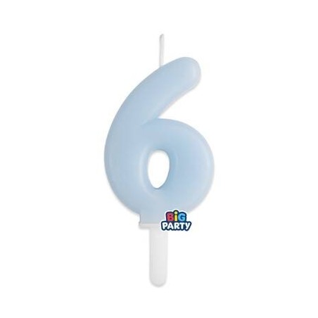 CANDELINA NUMERO 6 TINY PLUMP CELESTE BABY 7cm