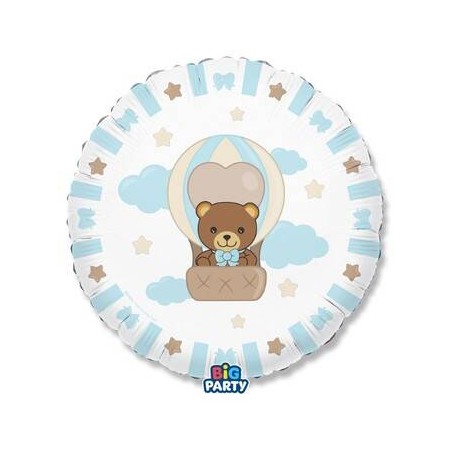 PALLONE MYLAR TONDO 45cm TEDDY FRIENDS BY THUN CELESTE