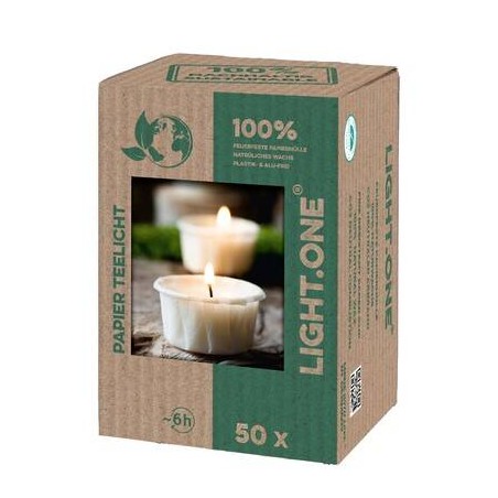 CANDELA TEALIGHT BIO PAPER NATURALE 50pz BIANCA