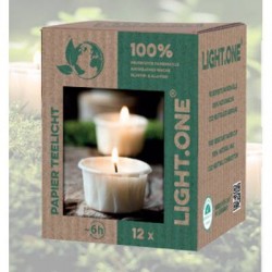 CANDELA TEALIGHT BIO PAPER NATURALE 12pz BIANCA