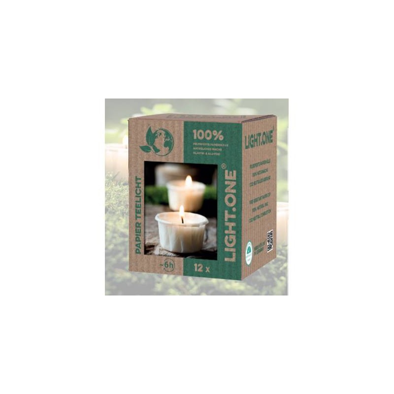 CANDELA TEALIGHT BIO PAPER NATURALE 12pz BIANCA