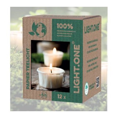 CANDELA TEALIGHT BIO PAPER NATURALE 12pz BIANCA