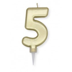 CANDELINA NUMERO 5 PLUMP ORO METAL 10cm