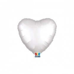 PALLONE MYLAR CUORE 25cm BIANCO SATIN 5 PEZZI ***AD ARIA***