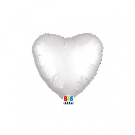 PALLONE MYLAR CUORE 25cm BIANCO SATIN 5 PEZZI ***AD ARIA***
