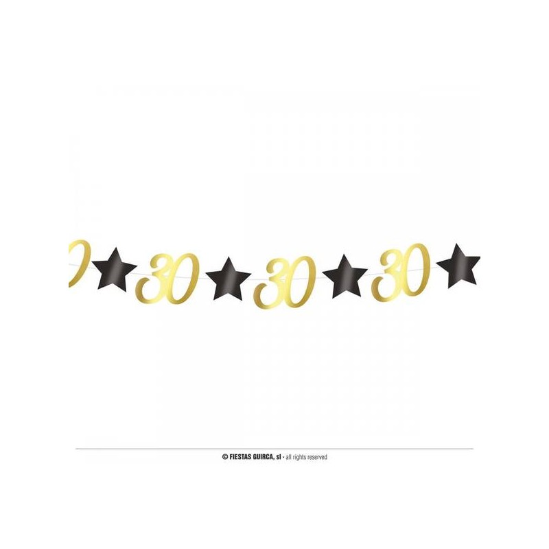 FESTONE COMPLEANNO STELLE ORO NERO 30anni 3mt