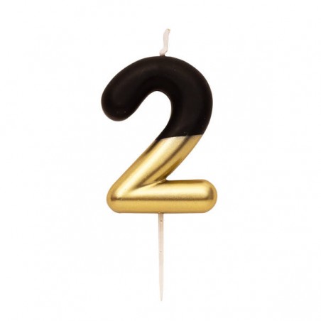 CANDELINA NUMERO 2 NERO/ORO 10,5cm