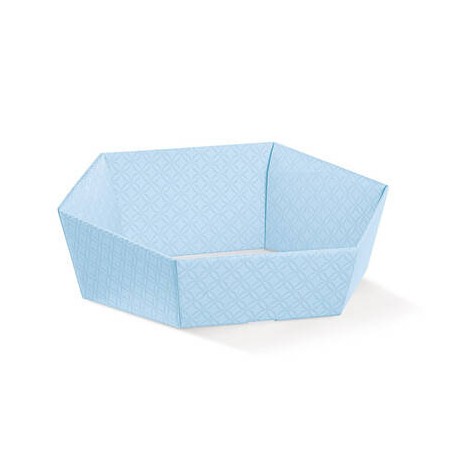 VASSOIO ESAGONALE 29x23x8,5cm MATELASSE' AZZURRO