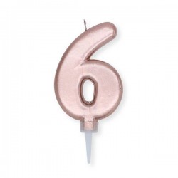 CANDELINA NUMERO 6 ROSE GOLD METAL 10cm