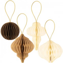 DECORAZIONI CARTA 8/10/13cm TABACCO ORO 4pz