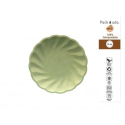 PIATTI DESSERT CONCHIGLIA COMPOSTABILI TONDI ø19cm VERDE 6pz