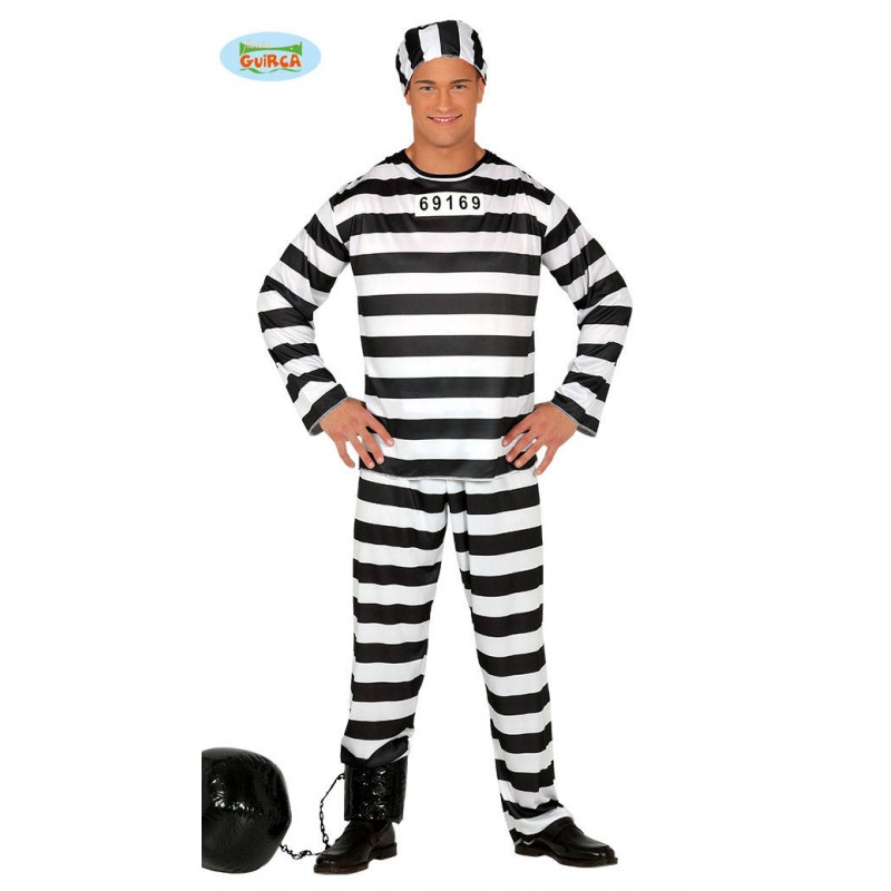 COSTUME PRIGIONIERO CAPPELLO MAGLIA E PANTALONE TG.M
