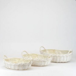 CESTO VIMINI BIANCO OVALE C/MANICI LATERALI ø41x29,5x11,5cm 1/3
