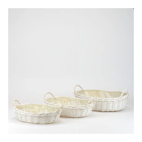 CESTO VIMINI BIANCO OVALE C/MANICI LATERALI ø41x29,5x11,5cm 1/3