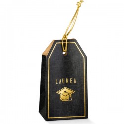 SCATOLA TAG NERO STAMPA LAUREA 5,5x3,5x10cm 10pz
