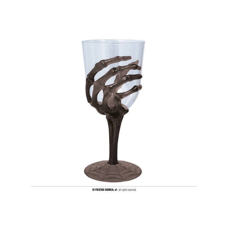 CALICE VINO TRASPARENTE MANO SCHELETRO NERA 18,5cm